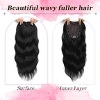 Hair Topper, 360° 3D Hair Toppers for Women with Thinning Crown, 20 Inch Long Wavy Curly Hair Pieces Clip in Bangs (Black, 20 inch, Side Bangs)