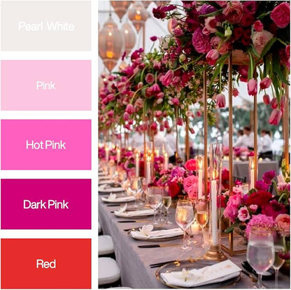 PartyWoo Pink Hot Red White Light Crepe Paper Streamers 6 Rolls 492 FT | Baby - Image 2