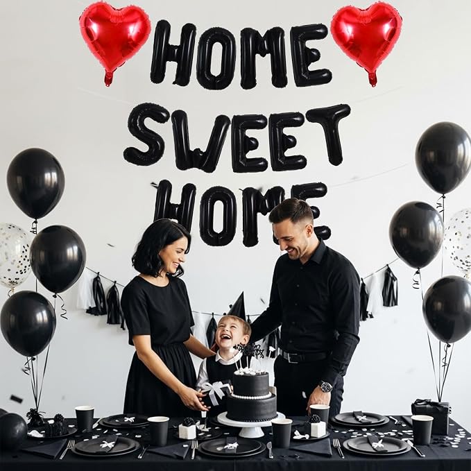 TONIFUL 16 Inch Black HOME SWEET HOME Letter Balloon Decor - Image 6