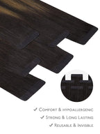 WENNALIFE Fuller Tape in Hair Extensions Human Hair, 20 inch 20pcs 80g Balayage Dark Brown Mixed Chestnut Brown Remy Hair Straight Tape in Extensions Skin Weft Tape Ins Extensiones De Cabello Humano