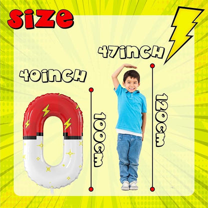 40 Inch Giant Red and White Cartoon Theme Number Foil Balloons - Image 3