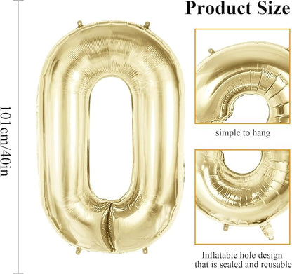 Number 0 Balloons for Birthday Party Decorations, 40 Inch 0-100 Anniversary - Image 2