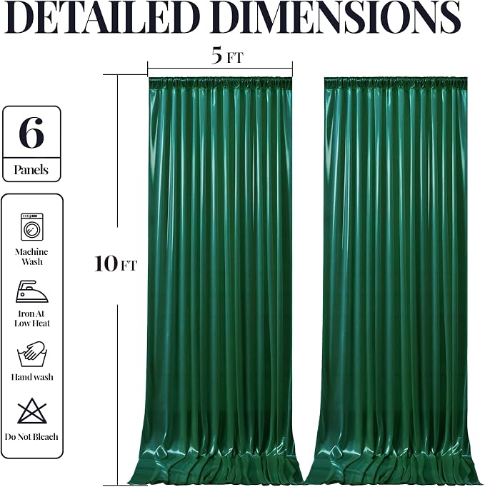 30x10ft Dark Green Glitter Backdrop Curtain - Image 9