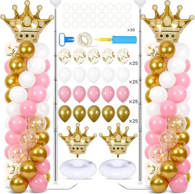 2 Sets Princess Party Balloon Column Stand Kit by Naozinebi