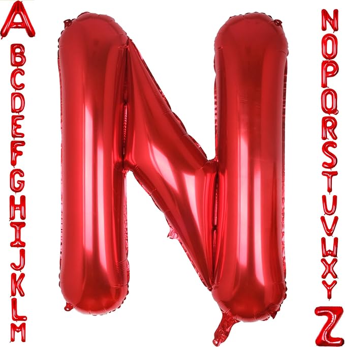 AULE 40 Inch Red N Balloon Letter Foil A-Z Birthday Big Alphabet | Birthday by AULE