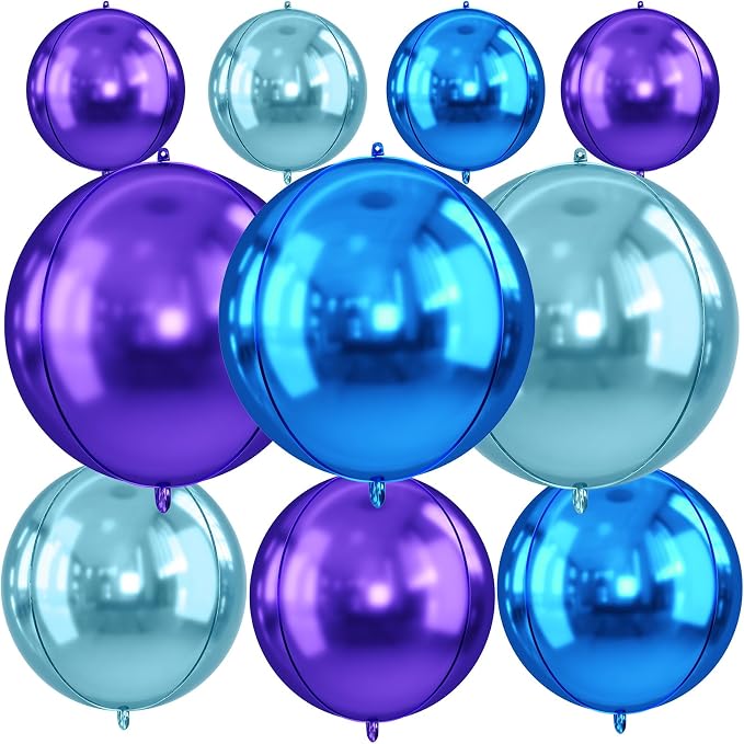 Blue Purple Round Foil Balloons, Metallic Blue Purple Soccer Foil Baloon by FunHot