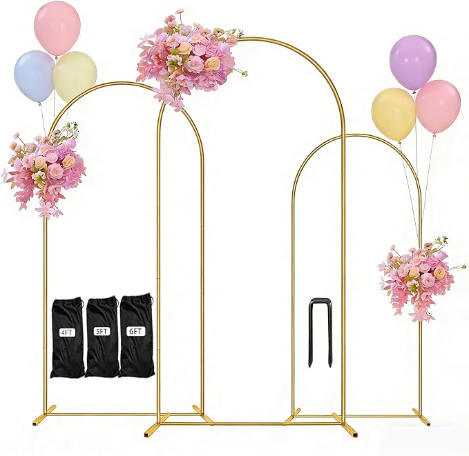 Balloon Arch Stand, Arch Backdrop Stand, Metal | 4FT+5FT+6FT, Three Storage Bags by Unknown