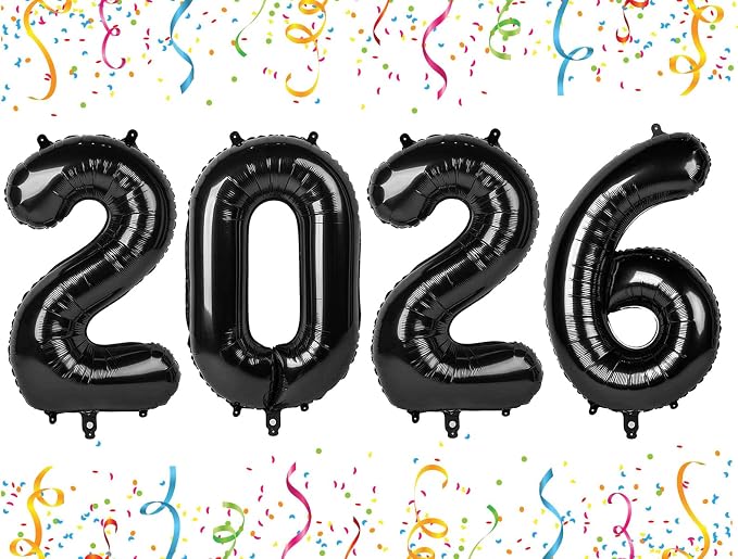 2026 Balloon Numbers Party Decorations, 40In Black Balloons by Mluchee