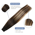 COOKAYU Invisi Edge Tape in Hair Extensions Real Human Hair Seamless Injected Tape Ins 16Inch 20pcs 35g Natural Black to Medium Brown and Caramel blonde Extensions