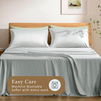 TOSMO Luxury Pillow Case Set of 2 - Cooling Viscose Derived from Bamboo, Oeko-TEX, Breathabl Silky Soft Pillow Cases with Envelope Closure (Standard, Sliver)
