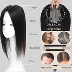 Hair Toppers for Women Real Human Hair, 360° 3D Human with Thinning Upgrade Middle Part Clip in Bangs Topper Hair Pieces for Women Daily(Medium Dark Brown, 14 Inch-3D-Side)
