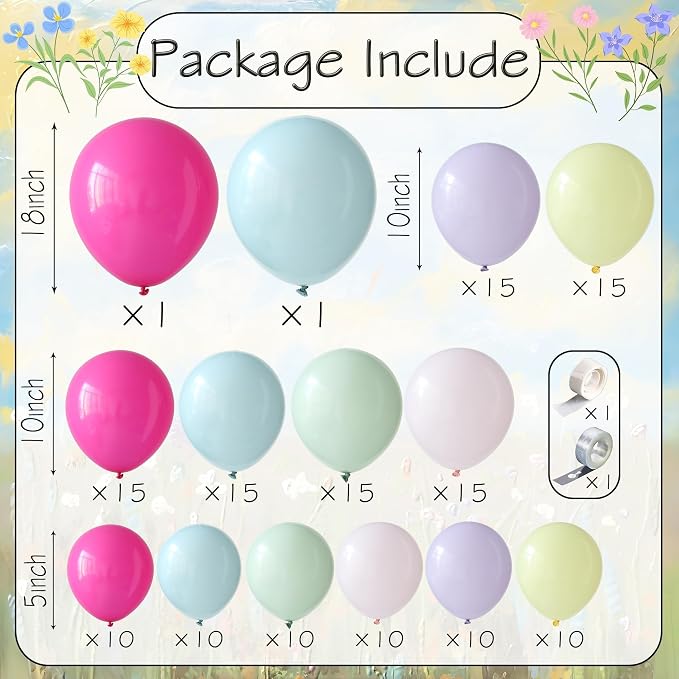 154Pcs Spring Wildflower Balloons Arch Garland Kit | Pastel Color Balloons - Image 2