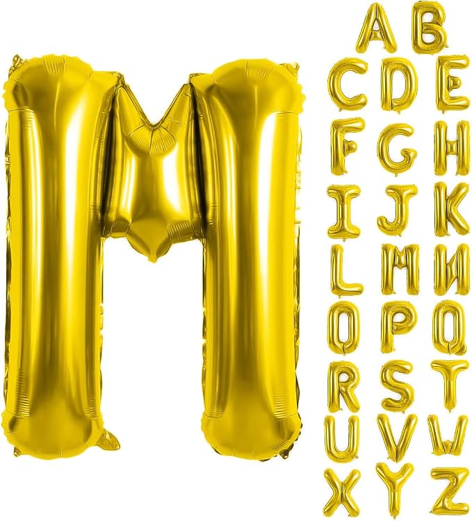 Gold Letter Balloons 40 Inch Large Letter M Balloon Aluminum | Foil Mylar Big by YUNSHANGMO
