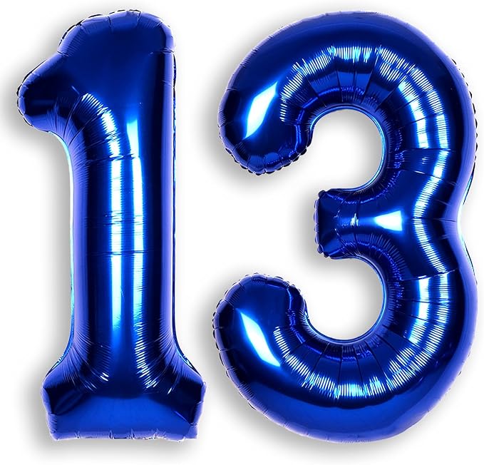 40 Inch Navy Blue Big Number 13 Balloon 0-9 Large Helium | Royal Blue Balloons by SULALABOO