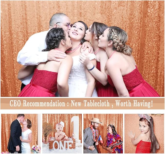 ShinyBeauty Rose Gold Sequin Backdrop 7FTx7FT | Photo Booth Backdrops, Wedding - Image 5