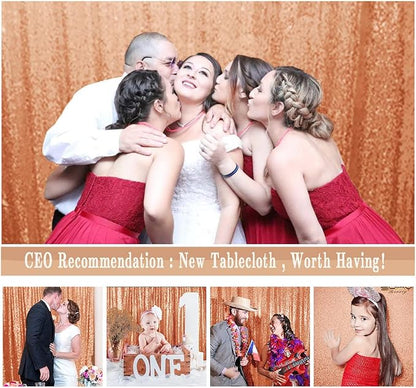 ShinyBeauty Rose Gold Sequin Backdrop 7FTx7FT | Photo Booth Backdrops, Wedding - Image 5