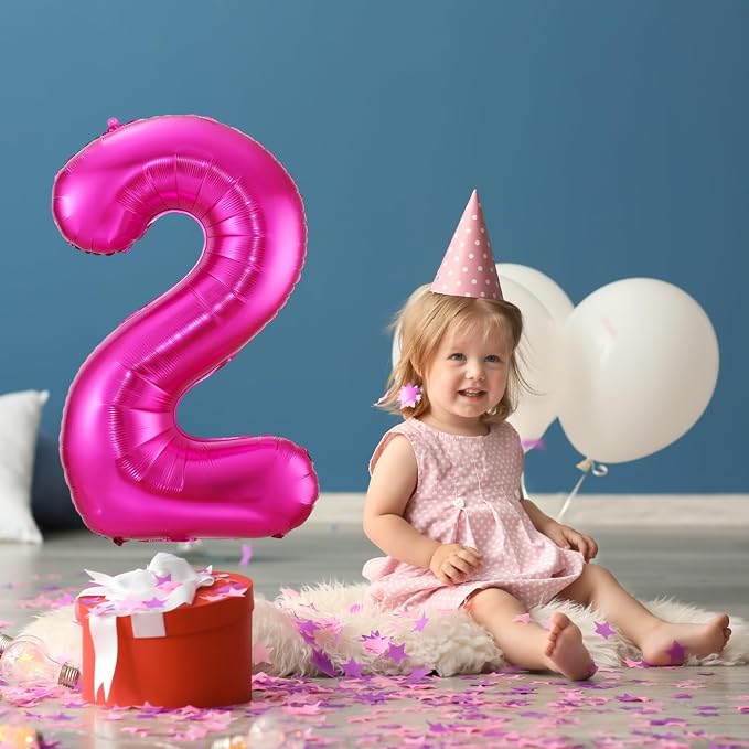 Hot Pink 6 Balloon, 40 Inch Number 6 Balloon, 6 Birthday Balloon Decorations - Image 2
