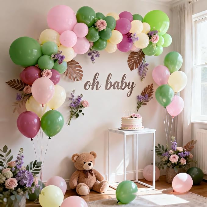Pink Green Purple Balloons Arch Kit - Image 8
