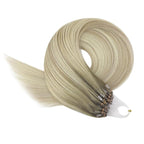 YoungSee Micro Bead Hair Extensions Real Human Hair Blonde Ombre Micro Ring Hair Extensions Human Hair Blonde to Platinum Blond Bead Hair Extension Human Hair Balayage for Wedding 20In 50s/50g