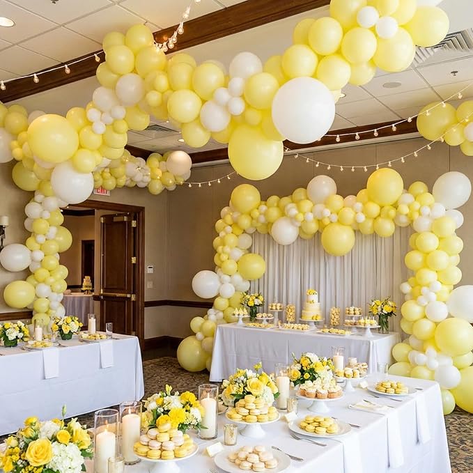 RUBFAC 135pcs Pastel Yellow Balloons, Latex Light Yellow Balloon Different - Image 6