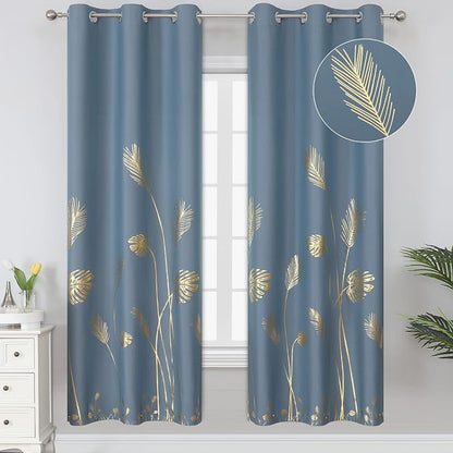 Stone Blue Blackout Curtains 72 Inches Long, Grommet Curtains by ESTELARTEXTILER