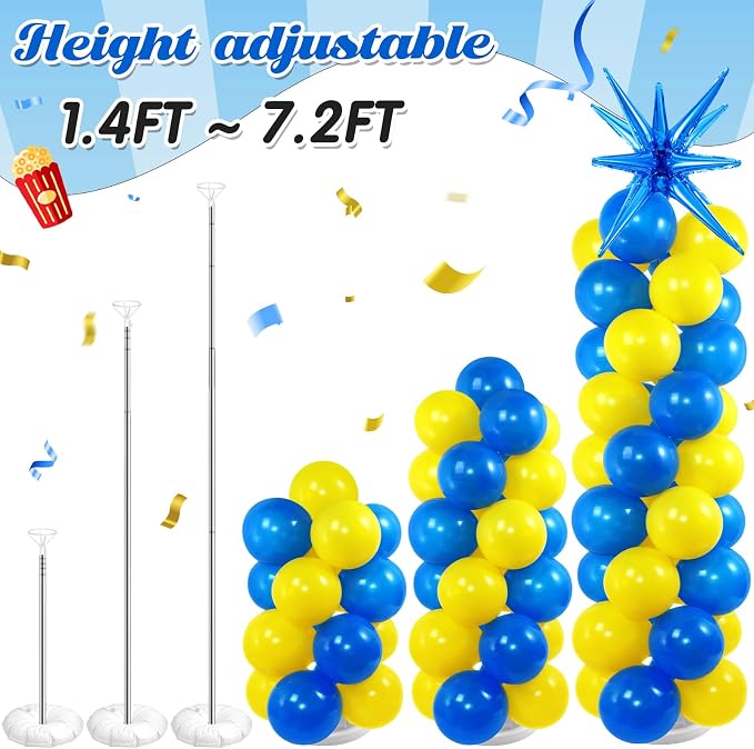 2 Set Blue Yellow Toy Inspired Cartoon Balloon Column Stand Kit - Image 6