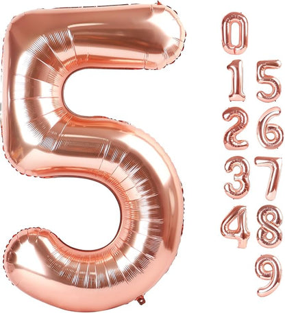 Number 5 Balloons 40 Inch for 5 15 Birthday Party Decorations, Rose Gold | by Mluchee