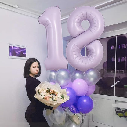 Light Purple Number 8 Balloons, 40 Inch Giant Dusty Pastel Purple Mylar Foil - Image 3