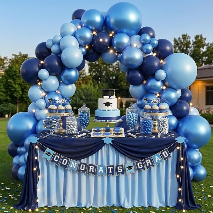 RUBFAC Blue Balloons Arch Kit Metallic Blue Different Sizes 129pcs | Pack of 18 - Image 5