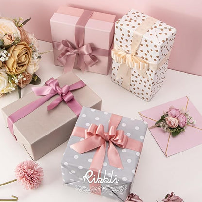 Ribbli Dusty Rose Satin Ribbon 1 Inch x 4 Rolls Total 40 Yards, Double Faced - Image 4