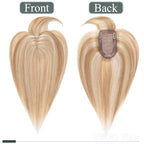 SEGO Hair Toppers for Women Real Human Hair with Thinning Hair, Hair Pieces Clip in Toppers Straight Hair Pieces with Front Bangs -10 Inch #12/613 Golden Brown Mix Bleach Blonde