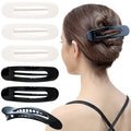 RC ROCHE 6 Pcs Flat Claw Hair Clips for Women Lay Down Barrettes No Crease Side Slide Thick Long Hair Duckbill French Against Head Jaw Claw Styling Clamp, Medium Black & White