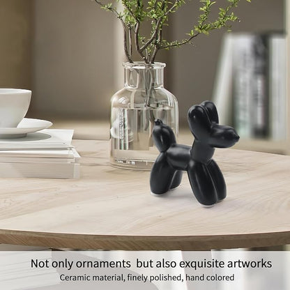 Notakia Cute Ceramics Black Balloon Dog Statue Crafts Living Room Desktop - Image 8