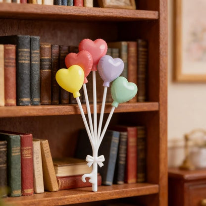 Miniature Dollhouse Balloon Decorations 8Pcs Round and Heart-Shaped Balloons - Image 5