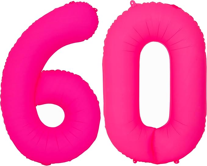 Pink Birthday Number 60 Balloons 40IN Fluorescent Pink 60 Foil Balloon | by YOIOZAIZAI