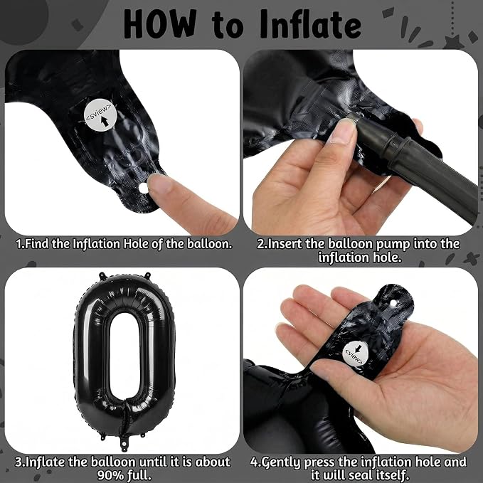 Black Number 10 Balloon 40 Inch, Foil Numeral - Image 5