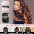 Mini Hair Straightener Brush, Wireless Rechargeable, 3-Speed Temperature Control, Portable for Home and Travel, Black (Pink)