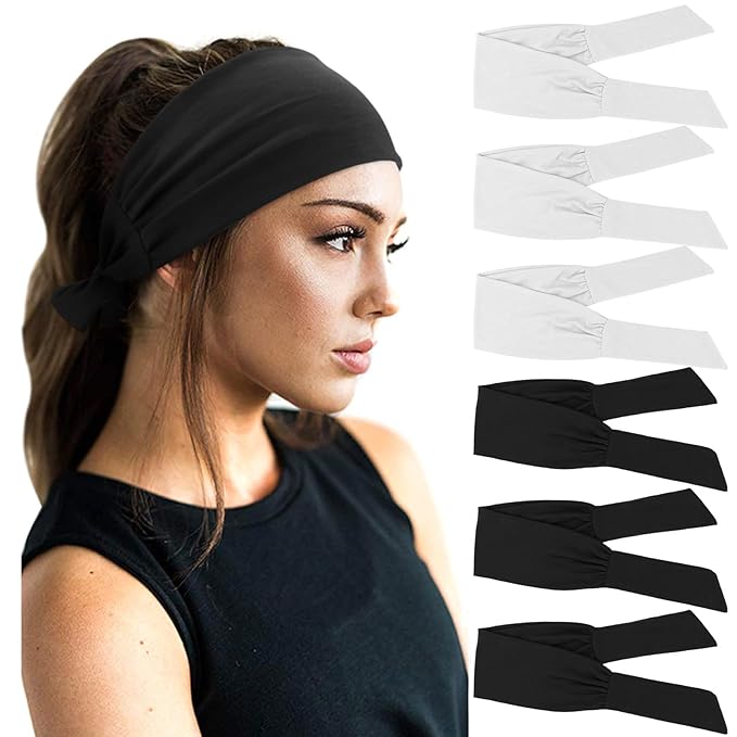 DRESHOW 6 PCS Adjustable Headbands for Women Knotted Headbands Elastic Non-Slip Fashion Hair Bands for Workout Sports Running Yoga