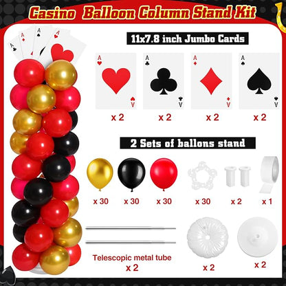 2 Sets Casino Theme Party Decoration Adjustable Poker Themed Balloon Column - Image 2