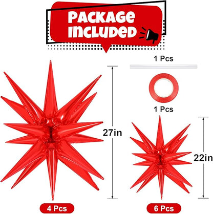 10 Pcs Star Balloons Explosion Balloons Foil Cone Balloon Magic - Image 2