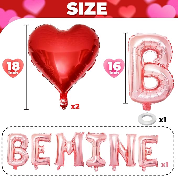 Valentines Day Balloons Decoration, Rose Be Mine and Red Heart Letter Balloons - Image 2