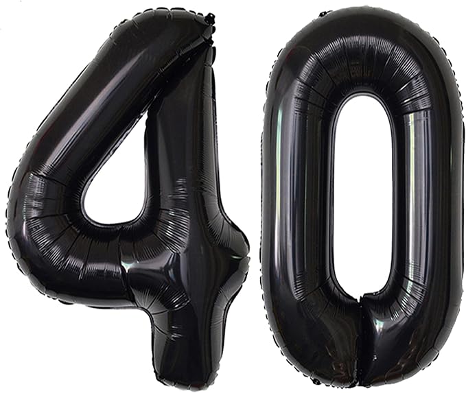 Black 40 Number Balloons Giant Jumbo Number 40 Foil Mylar Balloons by COLORFULELVES
