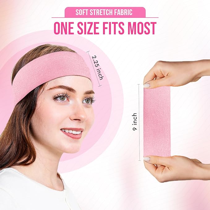Styla Hair Headbands for Women Stretch Fashion Head Bands 10 Pack Non-Slip Head Wraps Great for Spa, Sports, Yoga, Pilates, Running, Gym Headband, Workouts (Pink)