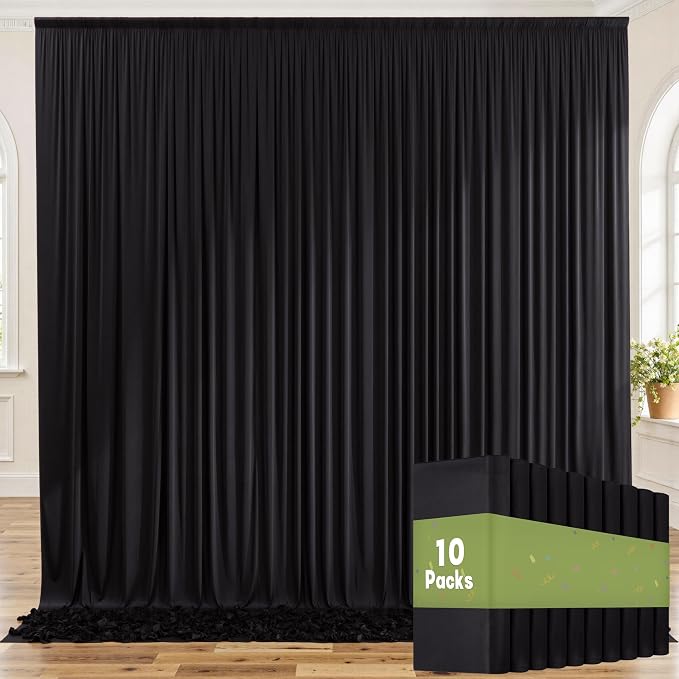 50ft x 8ft Wrinkle Free Black Backdrop Curtains by ENJOYYOURPARTY