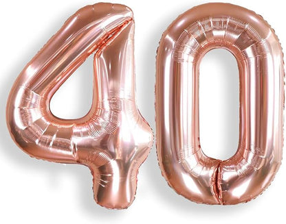 AULE 40 Inch Rose Gold 40 Balloon Number Foil 0-9 Birthday Big Numbers | by AULE
