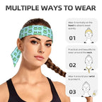 Men Women Fashion Sports Sweat Band Hair Accessories for Sports Workout Shower, Long Multifunction Cute Cartoon Hippo Head Ribbon Headwear