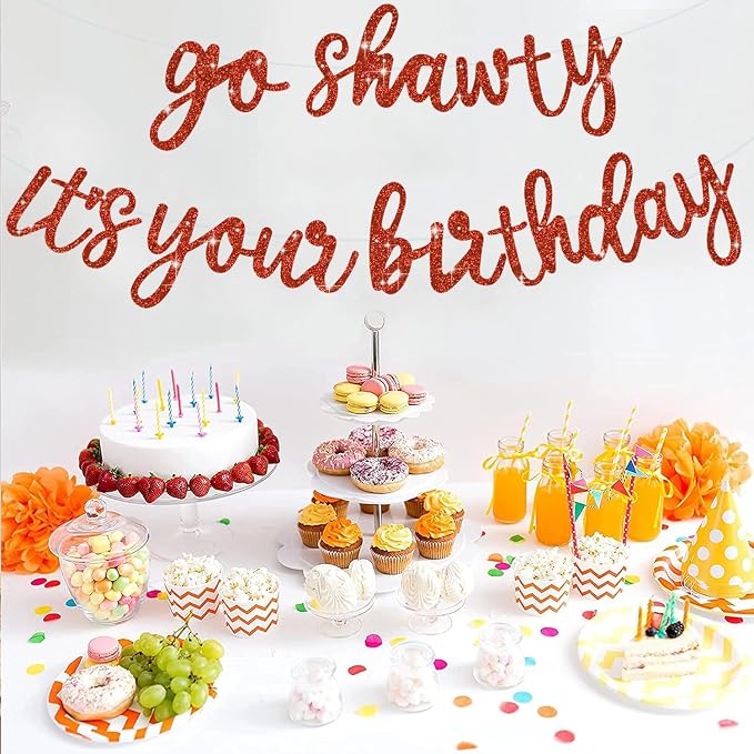 BEISHIDA Glitter Red Pre-Strung Go Shawty It's Your Birthday Banner Decor | NO - Image 5