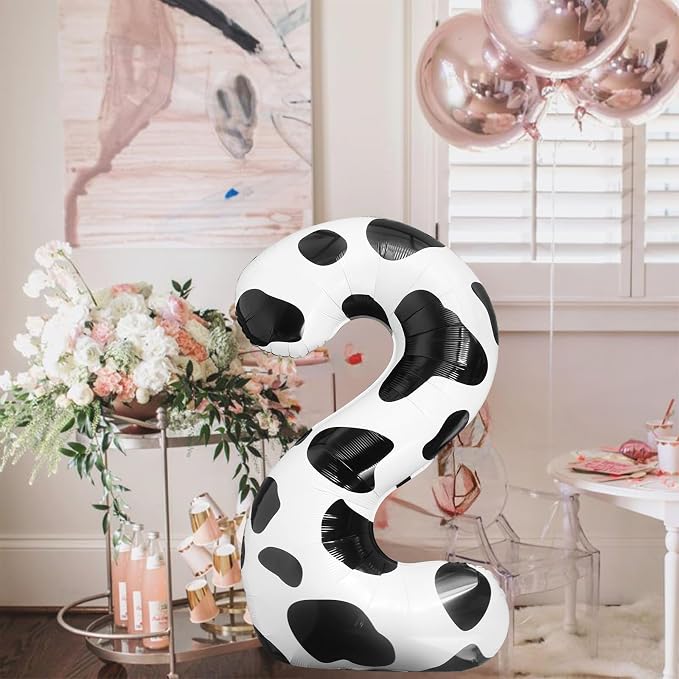 Cow Print Balloons 40 Inch Cow Print Number 2 Balloon Big Number 2 Balloon Moo - Image 8