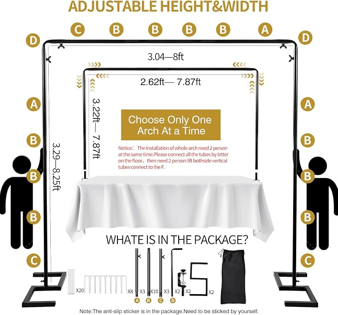 8.2 FT Wedding Arch Square Backdrop Stand Extra Clamps to Table Rod Frame | - Image 2