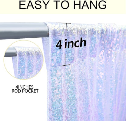 2×8FT-2PCS Mermaid Purple Sequin Backdrop Curtains Panels, Photography Backdrop - Image 5